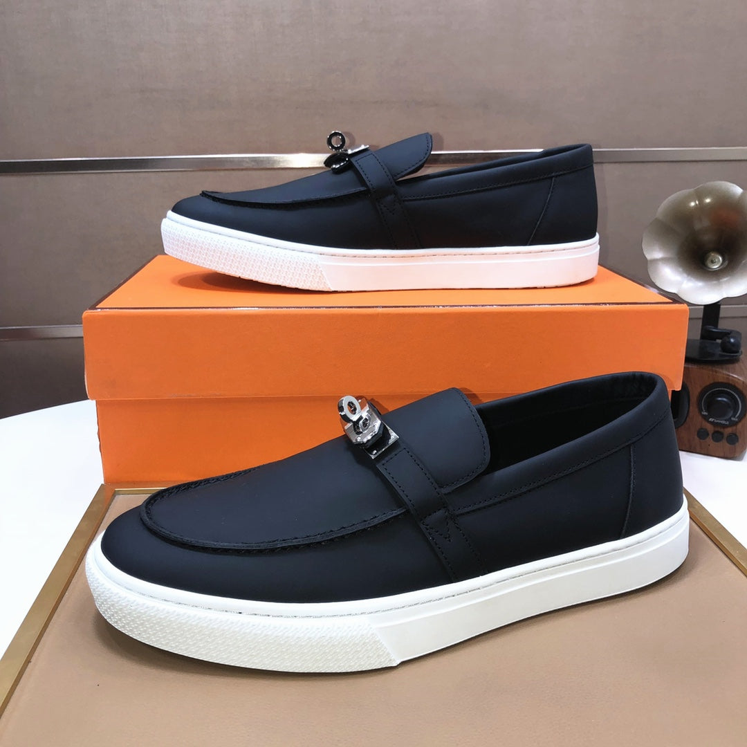 HM Men's Game Slip-on Loafer Black Cowhide 473158