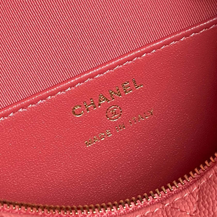 CC 25C Hobo Bag 21.5cm Top Handle Dark Pink Grained Calfskin
