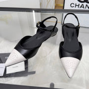 Chanel 2026 Slingback Black And White Iridescent Lambskin