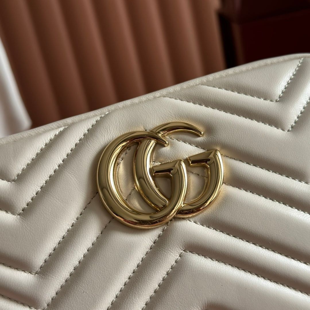 GG 2025 Mamont Bag 24cm White Gold Lambskin 273723