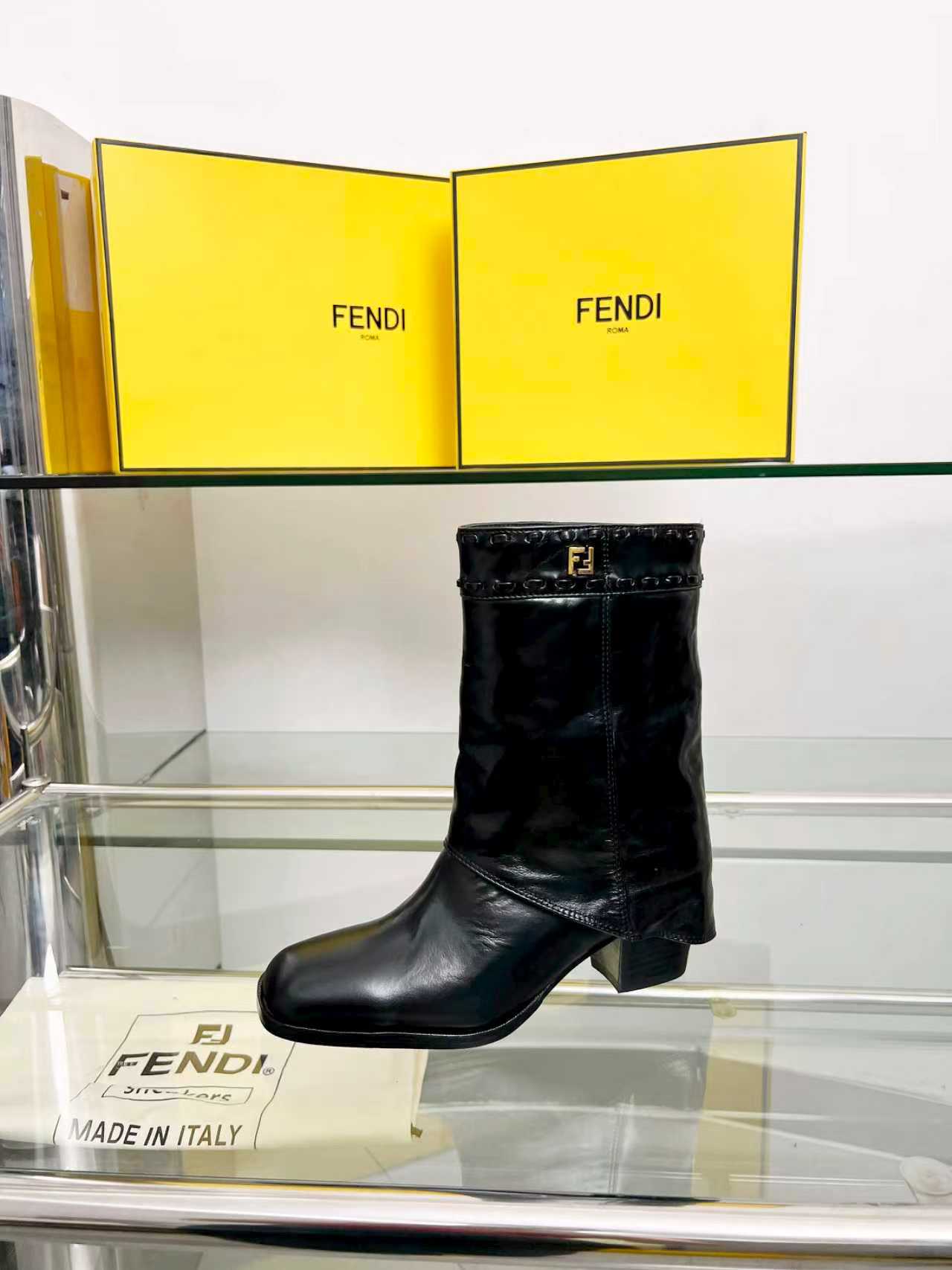 FENDI low boots  black calfskin 521237