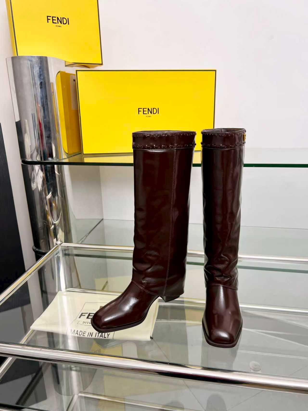FENDI High boots  burgundy calfskin 521233