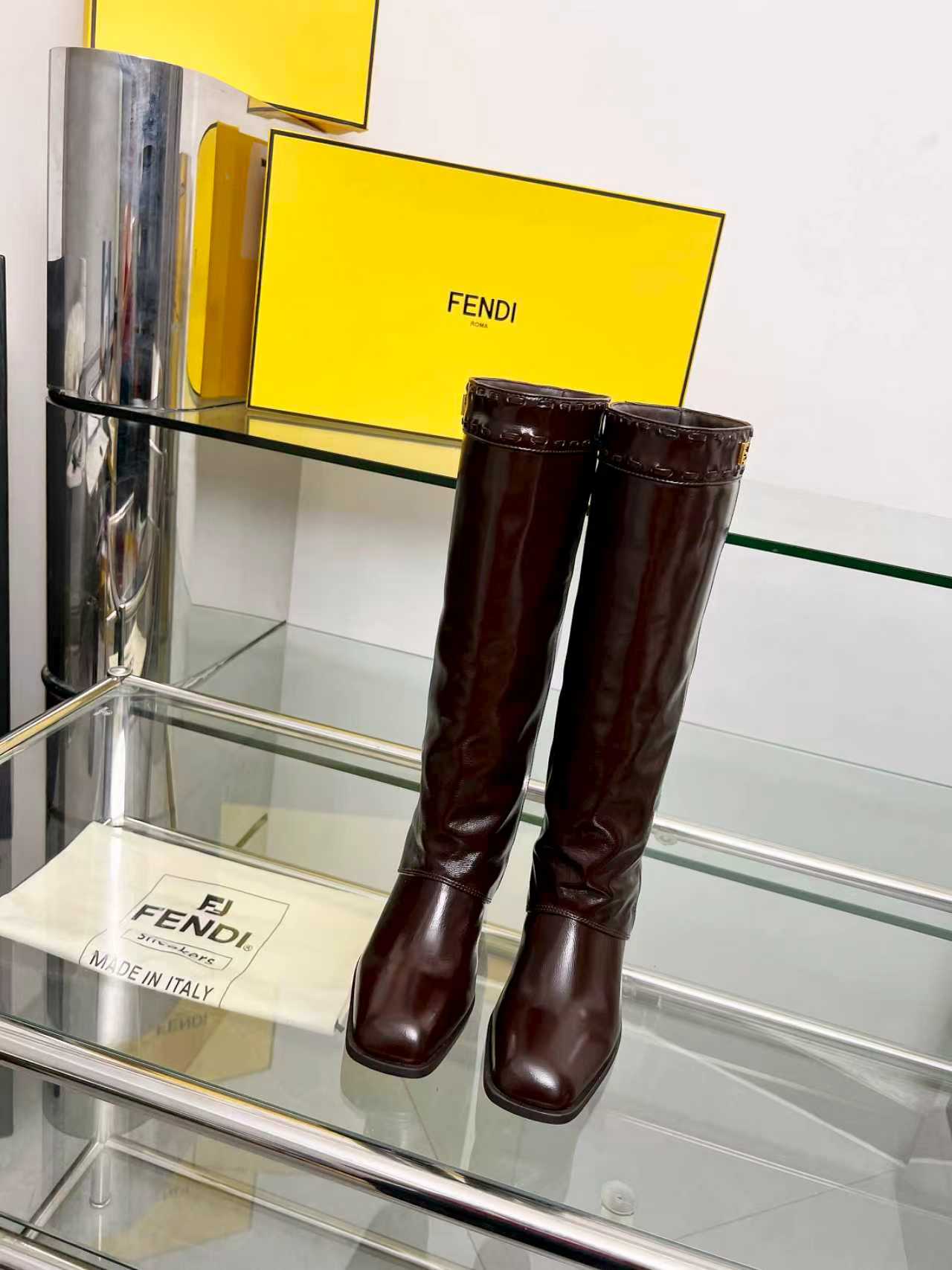 FENDI High boots  burgundy calfskin 521233