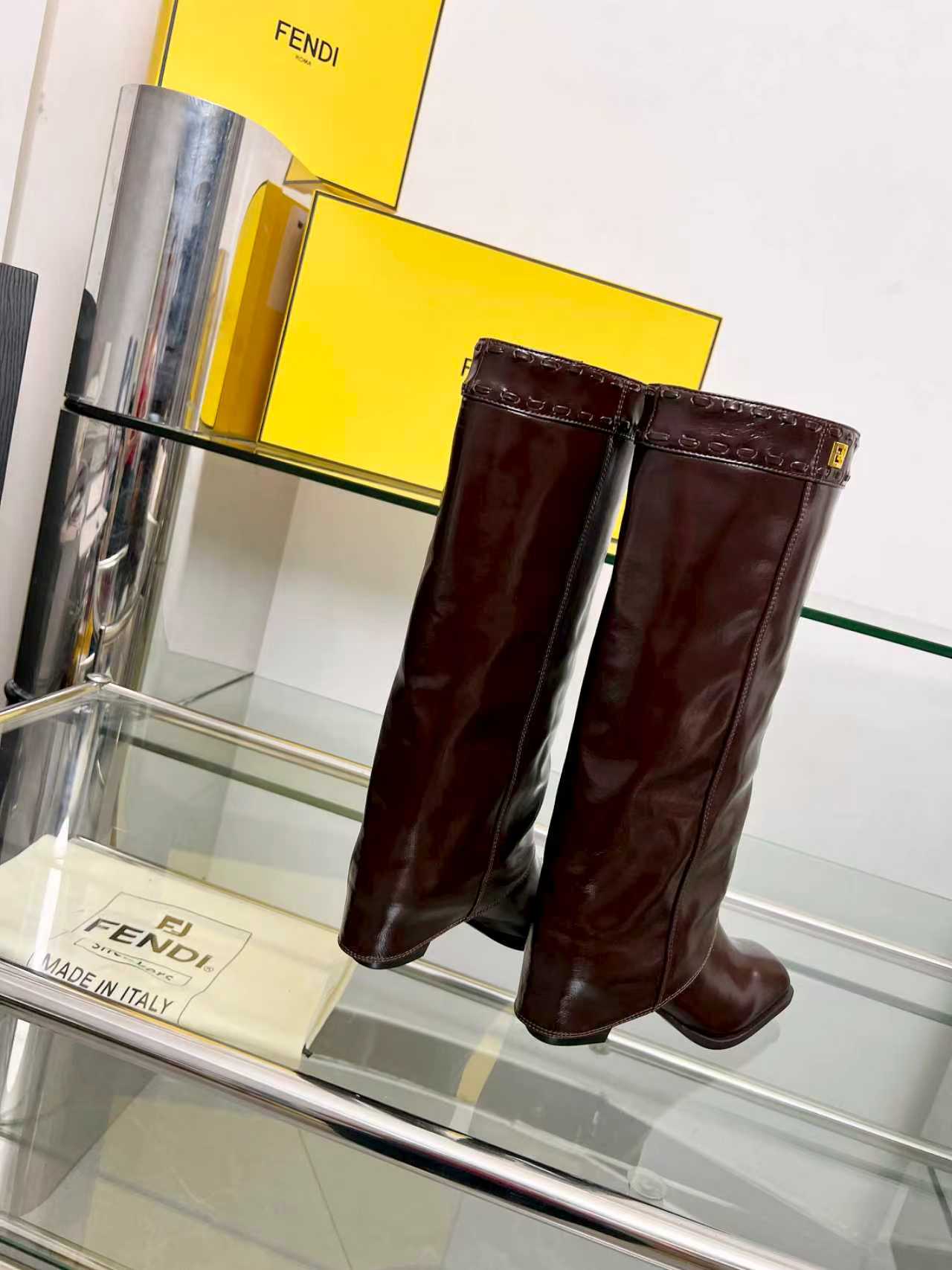 FENDI High boots  burgundy calfskin 521233