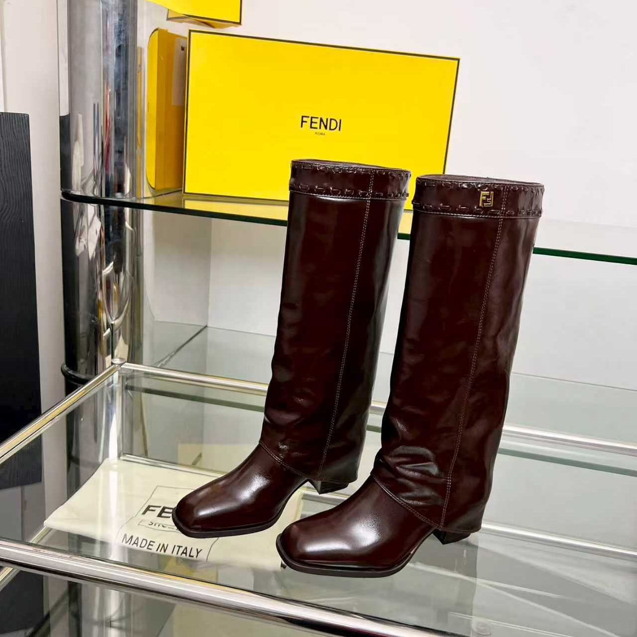 FENDI High boots  burgundy calfskin 521233