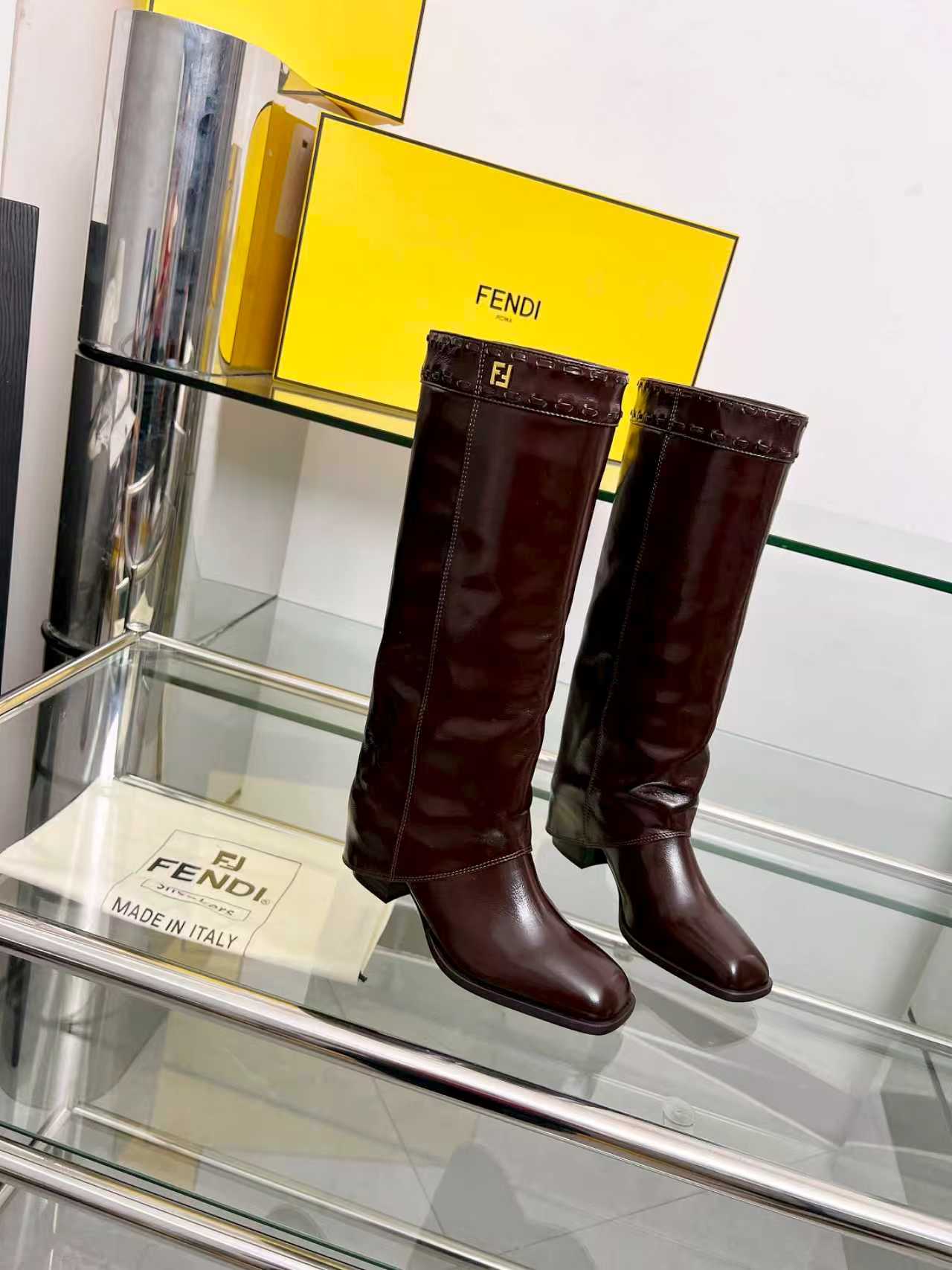 FENDI High boots  burgundy calfskin 521233