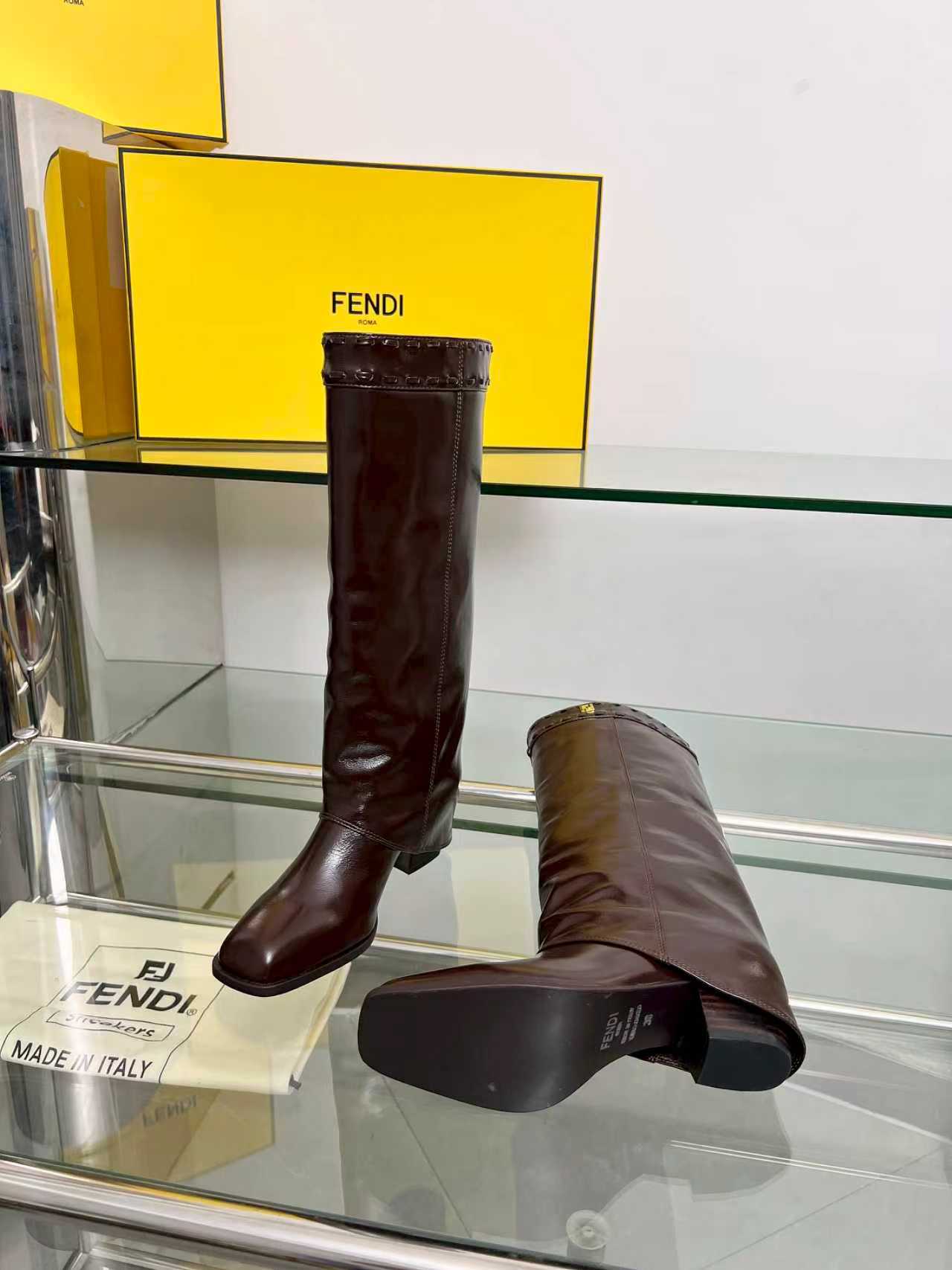 FENDI High boots  burgundy calfskin 521233