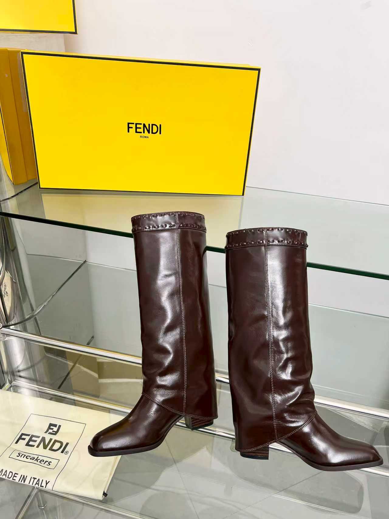 FENDI High boots  burgundy calfskin 521233
