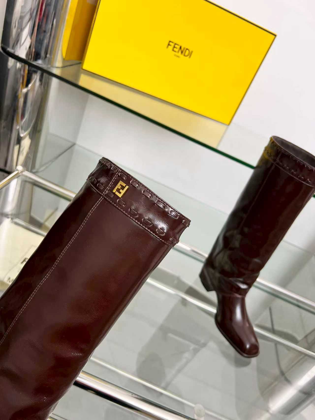 FENDI High boots  burgundy calfskin 521233