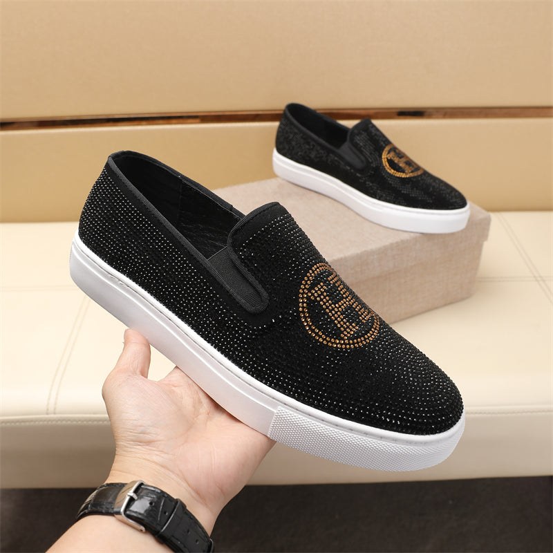 HM Men's Slip -on Loafer Black Diamond Lambskin 645794