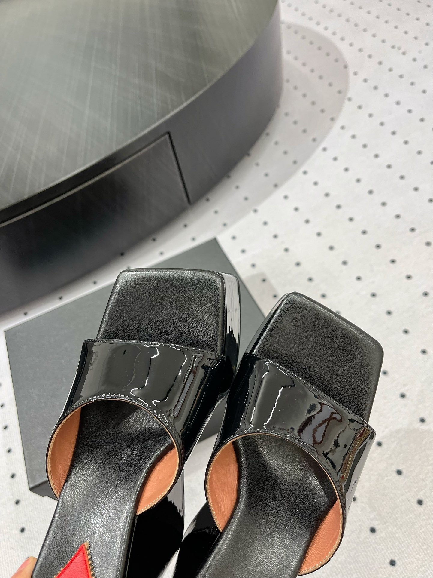 Alaila High Sandal 115mm In Black Glossy Lambskin 954878