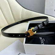 SMALL TRIOMPHE BELT 18 MM BLACK LEATHER GOLD HARDWARE