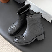 CC 2025 Vintage Cambon Mid-Calf Short Boots Black Cowhide 550635