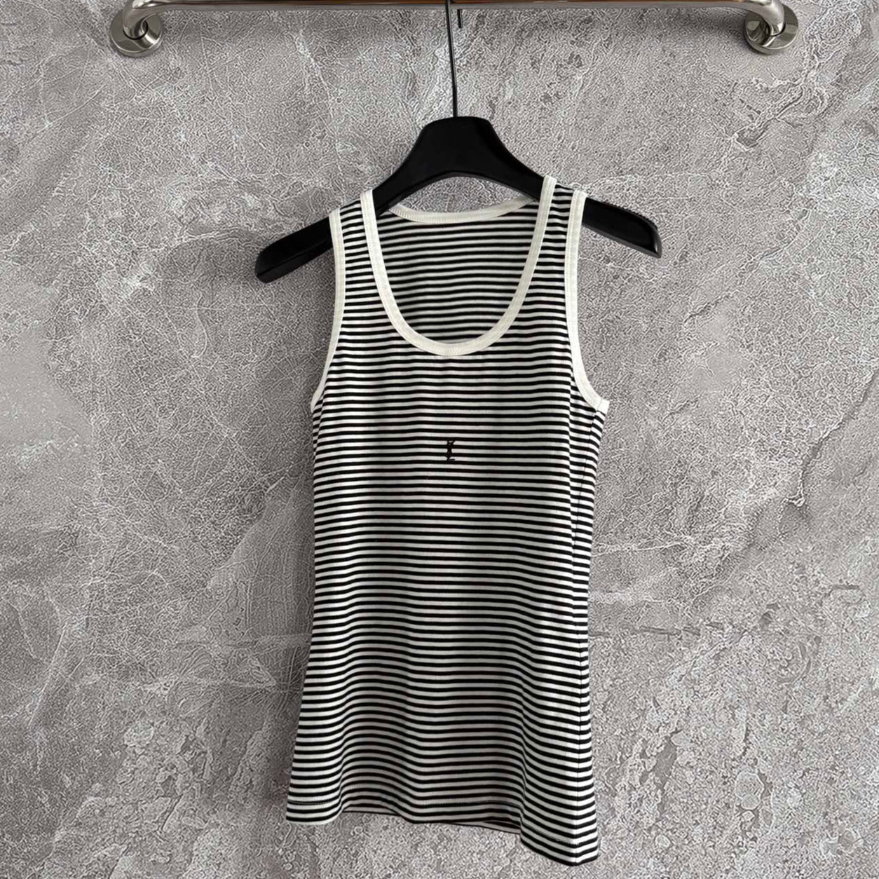 YSL Striped Vest Black mix White Cotton Polyester