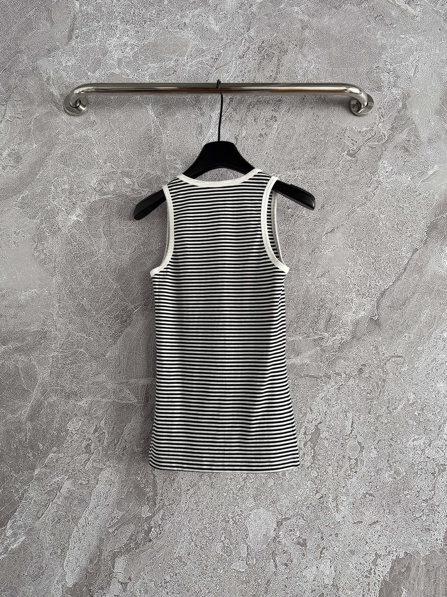 YSL Striped Vest Black mix White Cotton Polyester