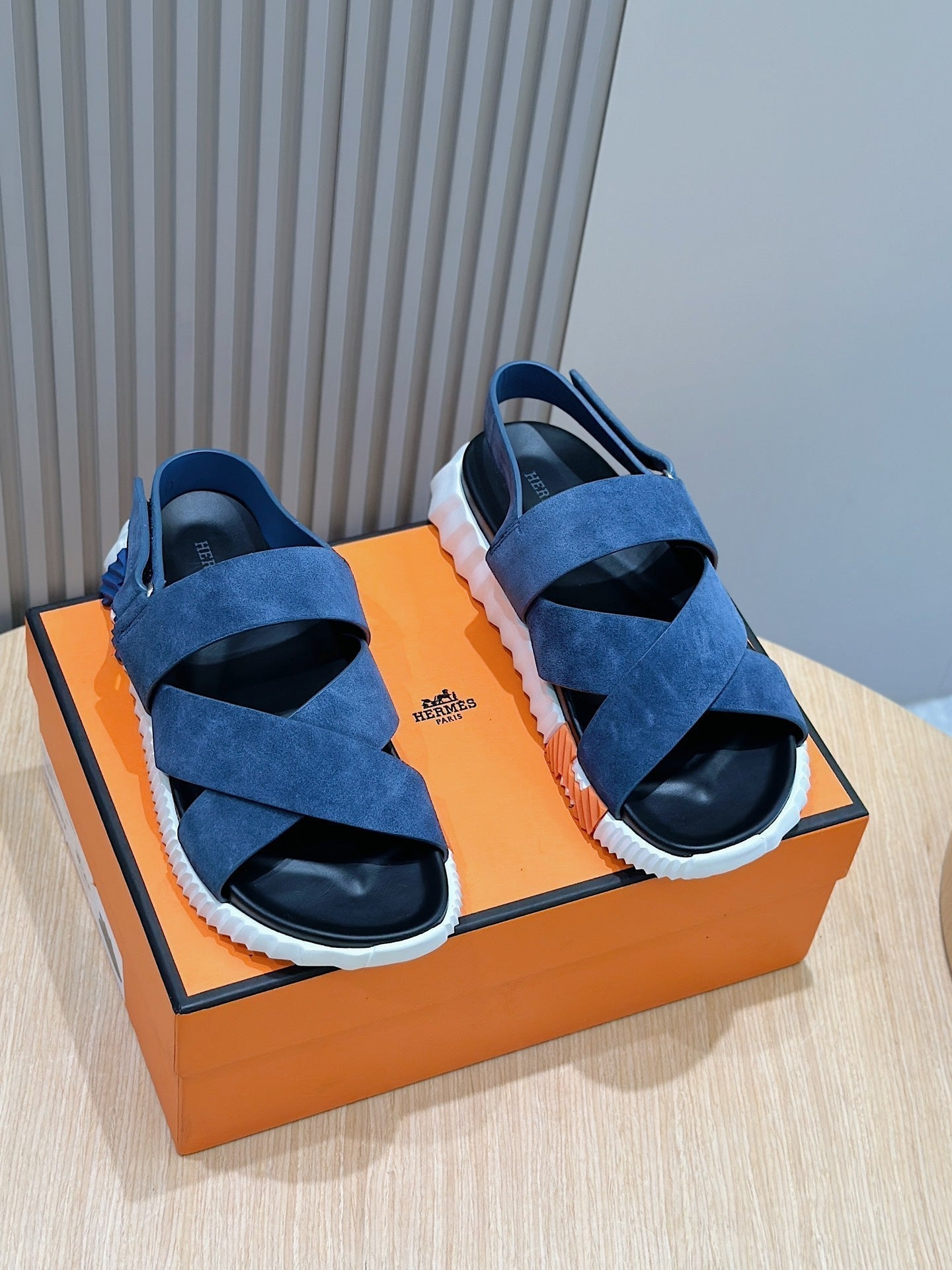 HM Men's Electric Sandals Navy Blue Suede 547690