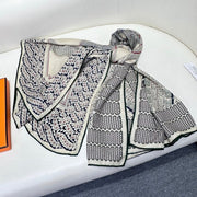 Dressage Tressage Shawl 140 CM In White Black Colorful Silk