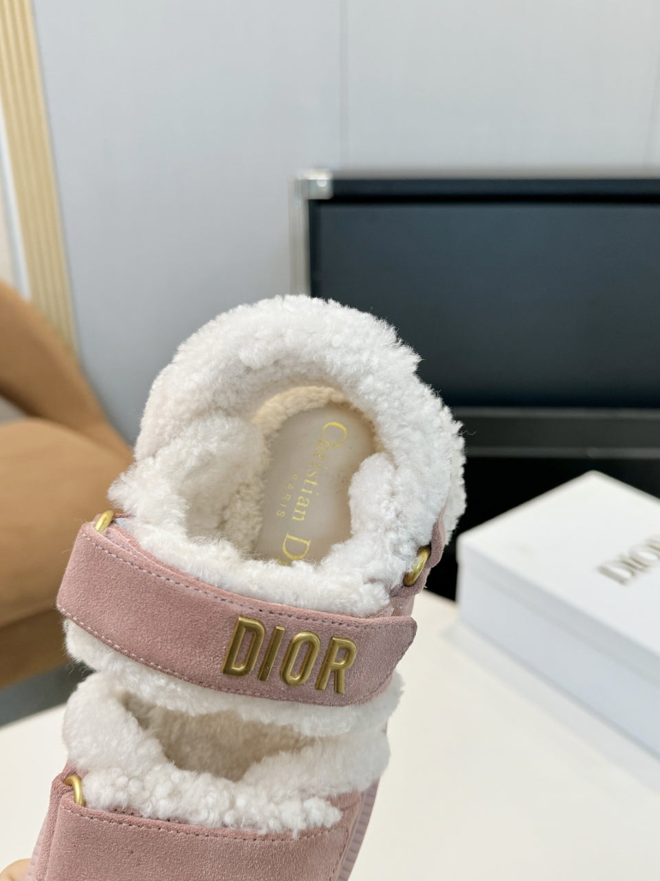 CD Dioract Sandal Light Pink Suede Wool 529375