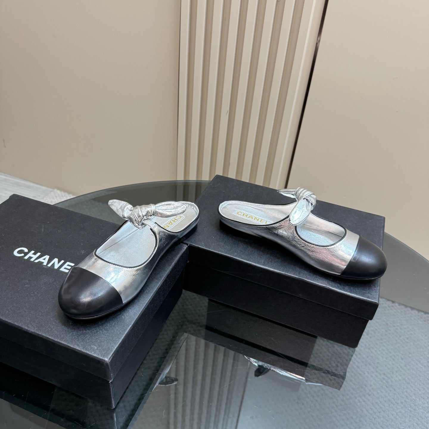 CC 25 Mule Flat Silver Sheepskin 239413