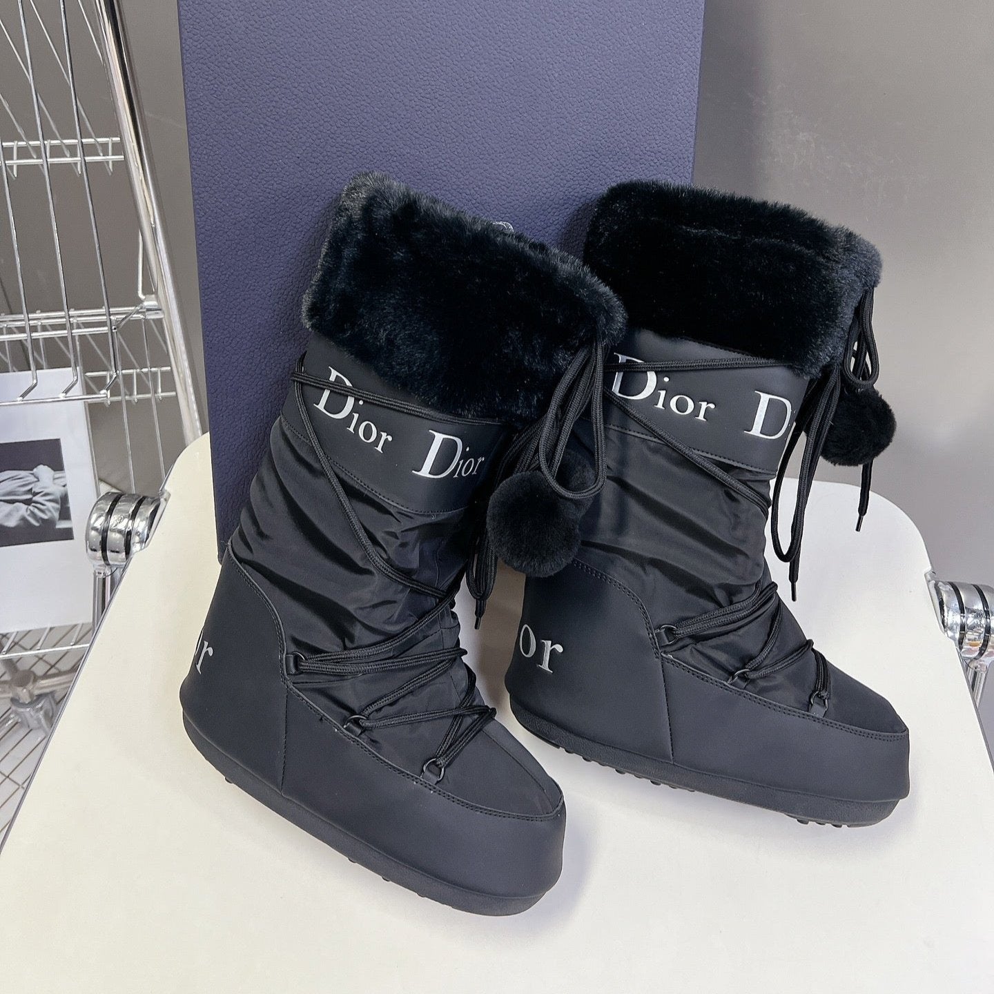 CD Short Boots 60mm In Black Cowhide With Feather 989723