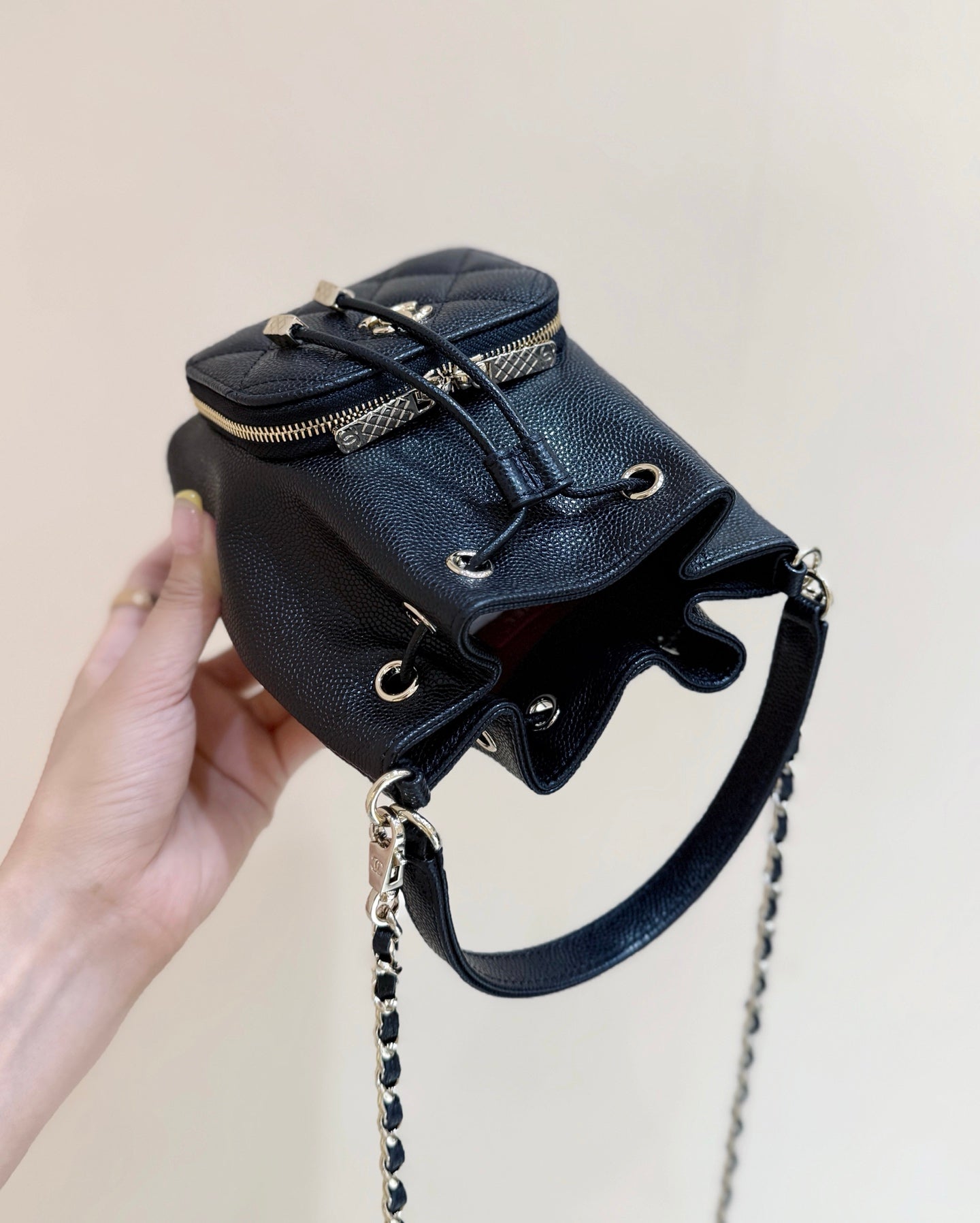Chanel 2025 Mini Bucket Bag 15cm Black Calfskin 343052