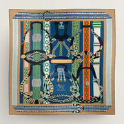 Square Scarf 140 CM Green Mix Blue Colorful Silk