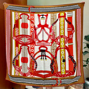 Square Scarf 140 CM Red Colorful Silk