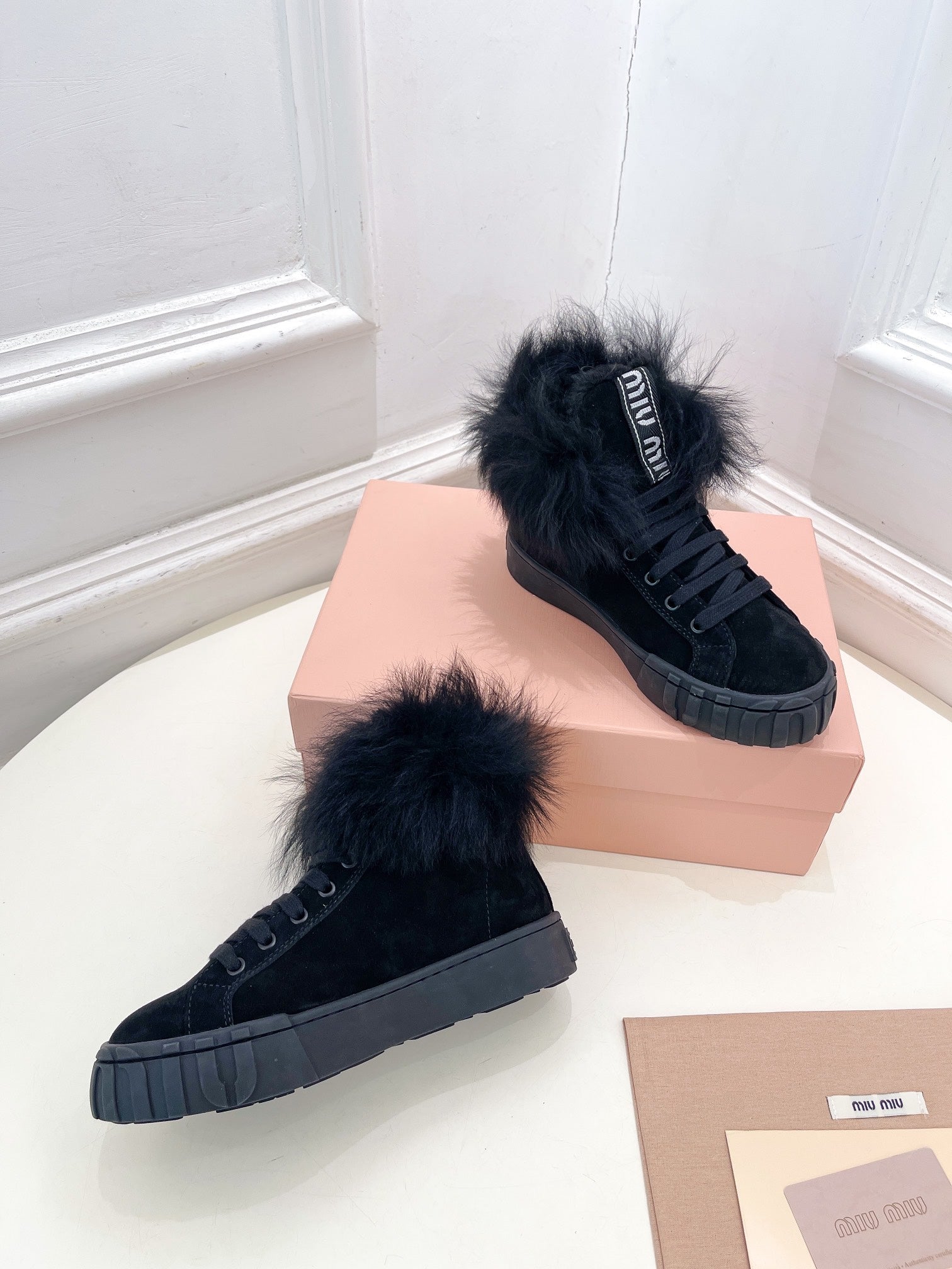 Miu Ankle Boots Black Wool